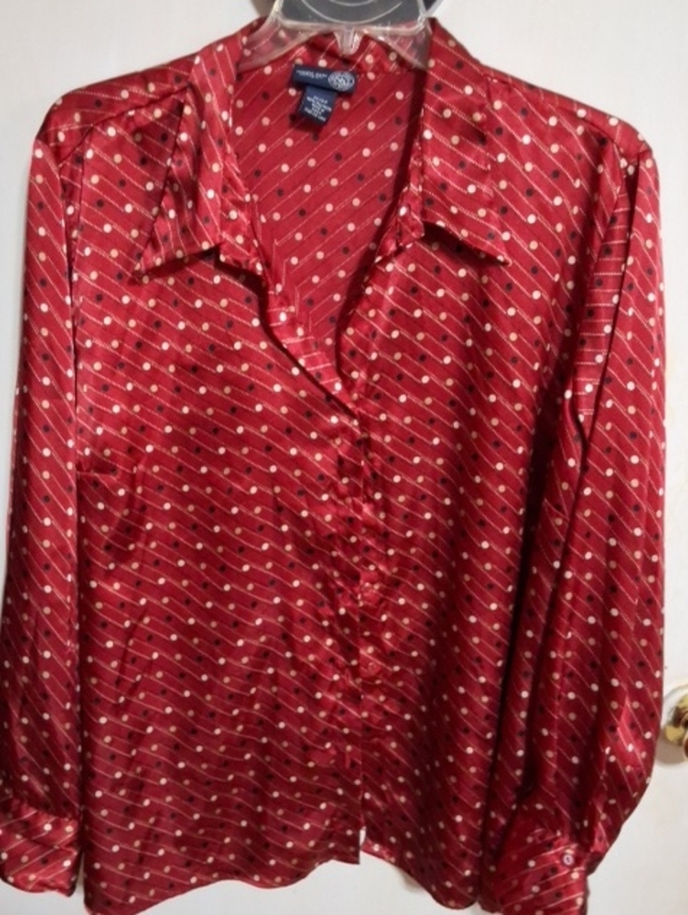 Venezia JEANS Red Satin Polka Dot Button-Down Blouse 22/24